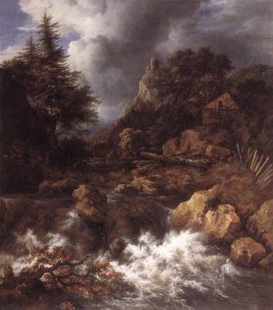 Jacob Van Ruisdael : Waterfall In A Mountainous Northern Landscape